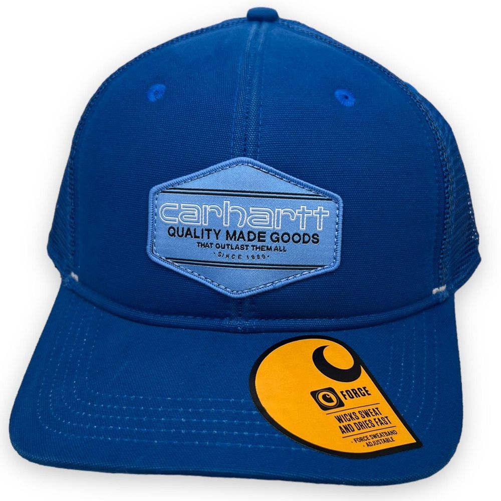 Carhartt Hat Adult Blue Mesh Logo Canvas Patch Rugged‎ G Force Breathable Wicks